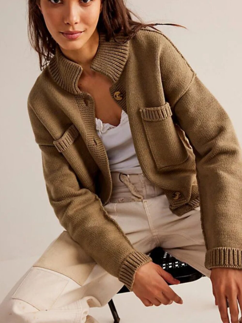 Free People We The Free On The Isle Cardi in Ground Coriander Size Large